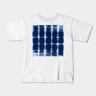 Shibori itajime indigo square blue Kids T-Shirt